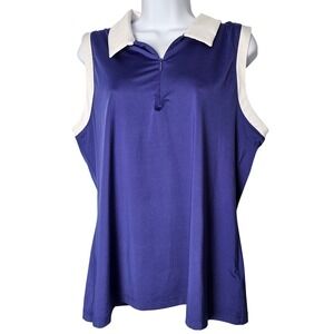 Tommy Bahama Golf XL Blue Sleeveless Quarter Zip Gorpcore Contrast Nautical